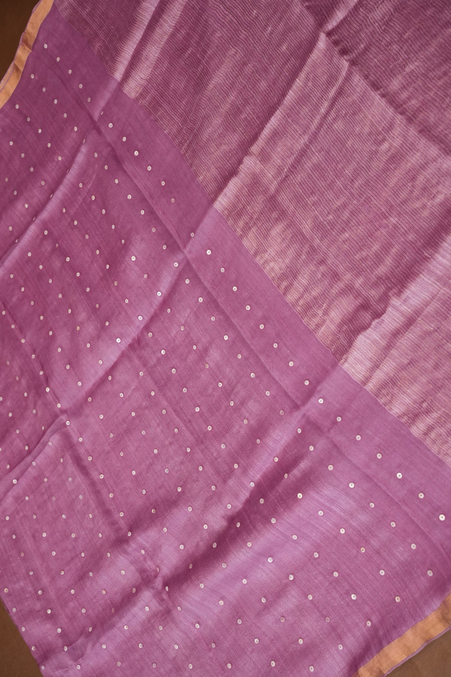 Mauve Pink Pure Muslin Pure Silk Saree|Silk Mark Certified
