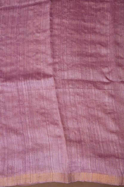 Mauve Pink Pure Muslin Pure Silk Saree|Silk Mark Certified