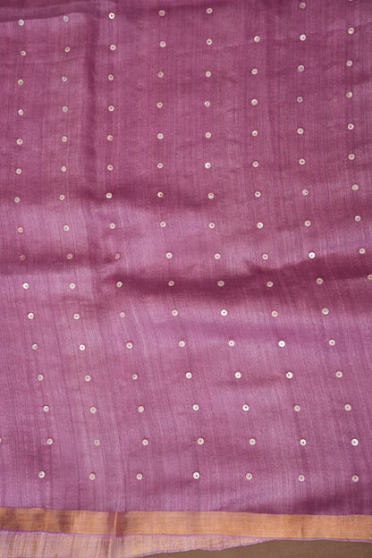 Mauve Pink Pure Muslin Pure Silk Saree|Silk Mark Certified
