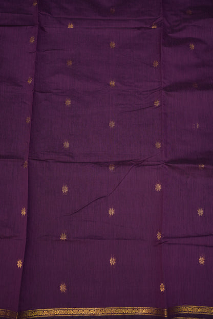 Semi Maheshwari Silk Cotton Saree with thin Gold Zari Buttas
