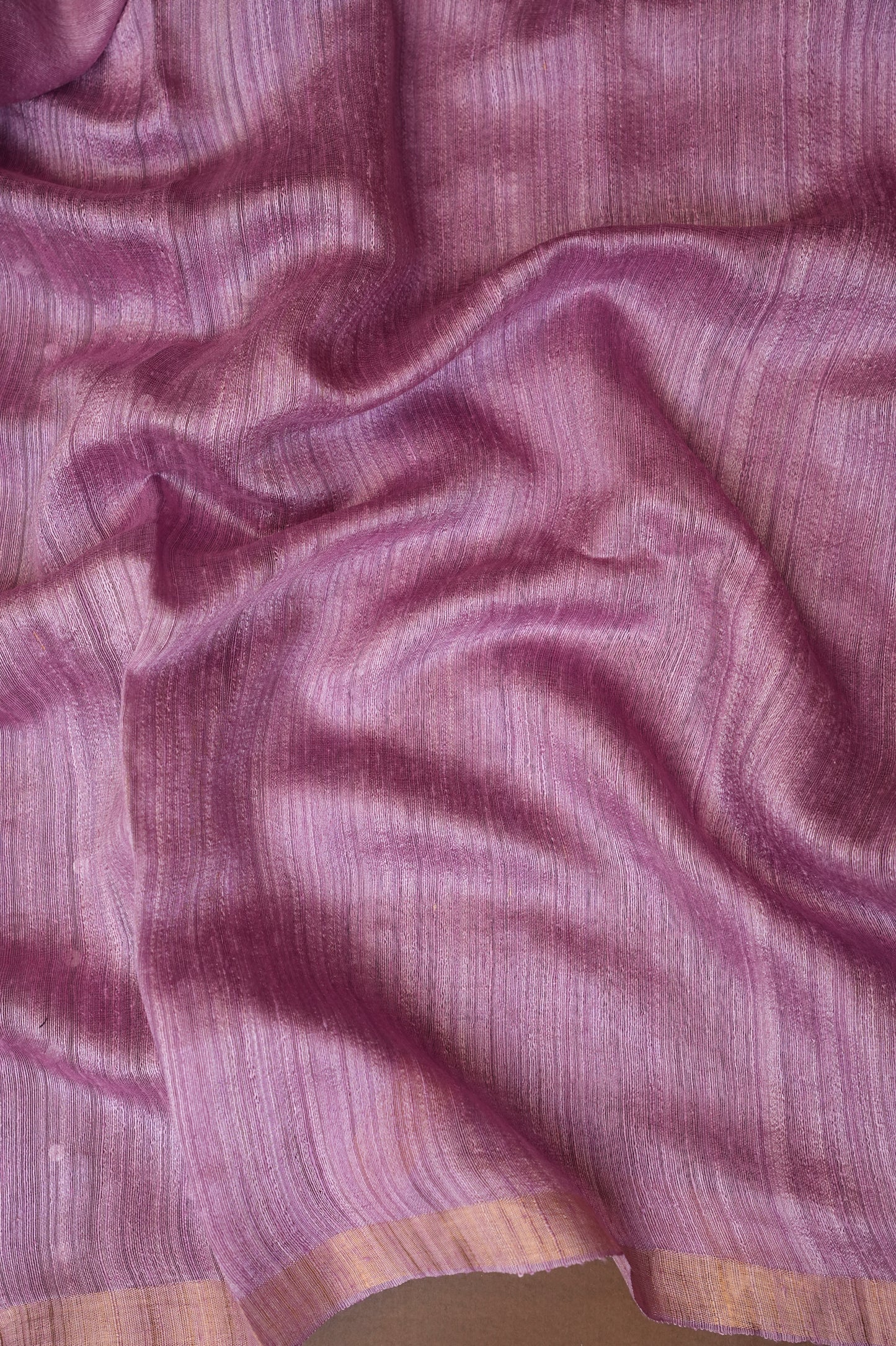 Mauve Pink Pure Muslin Pure Silk Saree|Silk Mark Certified
