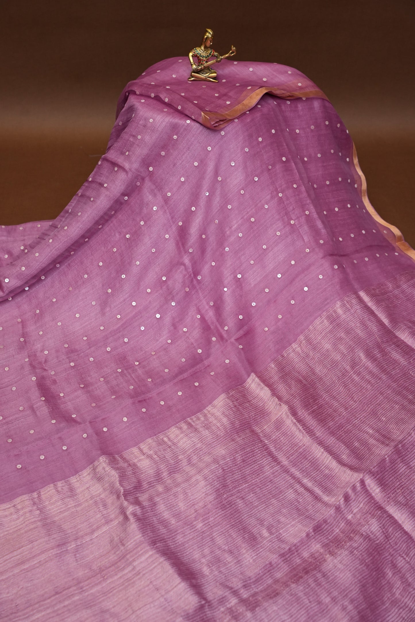 Mauve Pink Pure Muslin Pure Silk Saree|Silk Mark Certified
