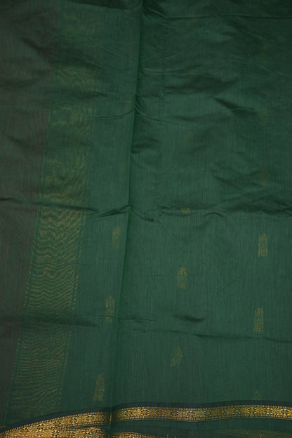 Semi Maheshwari Silk Cotton Saree with thin Gold Zari Buttas