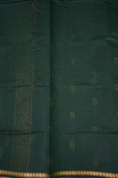 Semi Maheshwari Silk Cotton Saree with thin Gold Zari Buttas