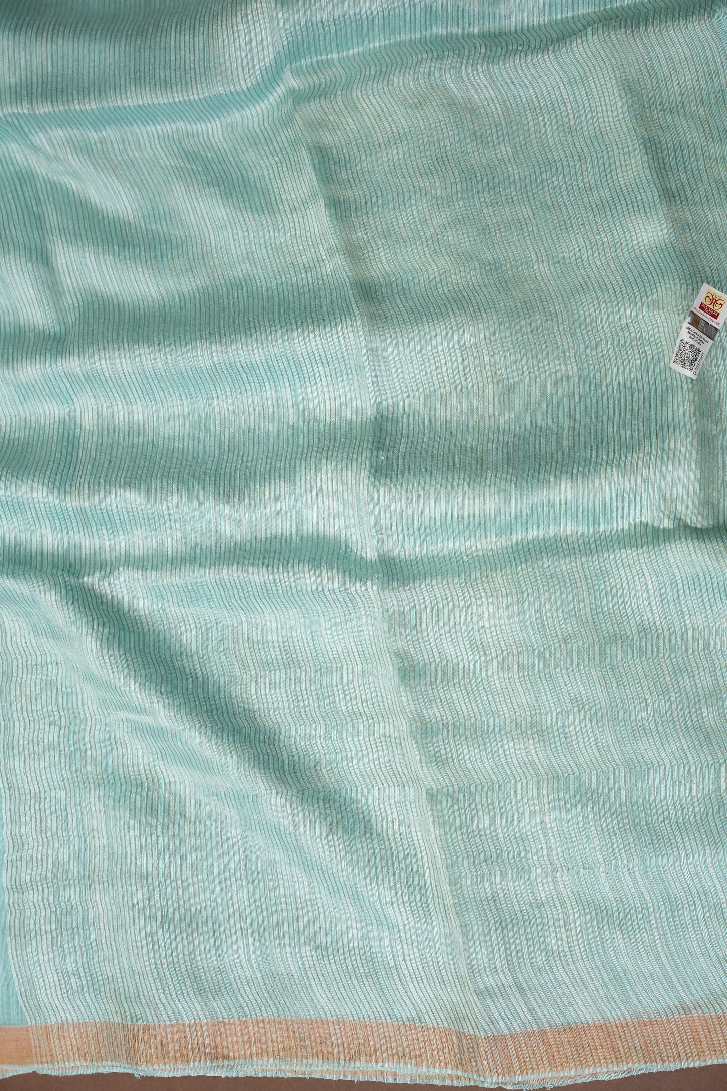 Aqua Blue Pure Muslin Matka Silk Saree|Silk Mark Certified