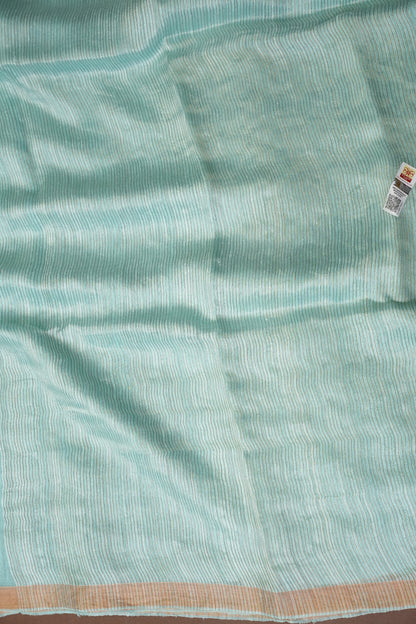 Aqua Blue Pure Muslin Matka Silk Saree|Silk Mark Certified