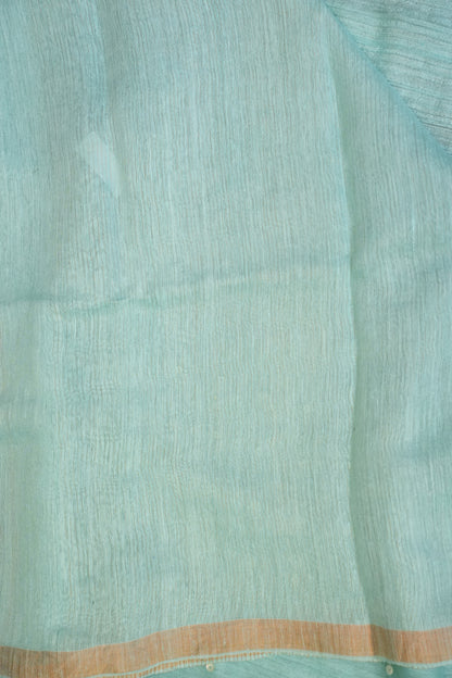 Aqua Blue Pure Muslin Matka Silk Saree|Silk Mark Certified