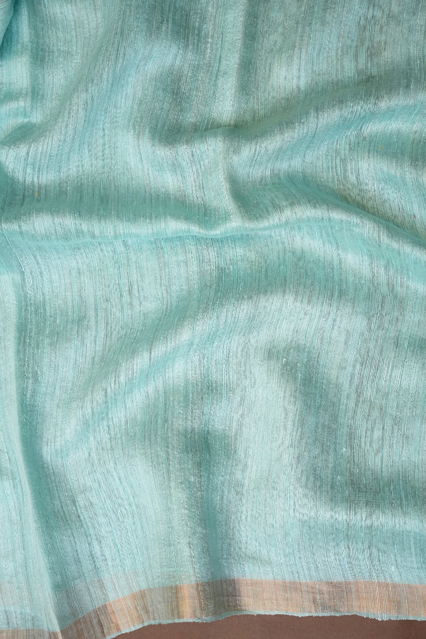 Aqua Blue Pure Muslin Matka Silk Saree|Silk Mark Certified