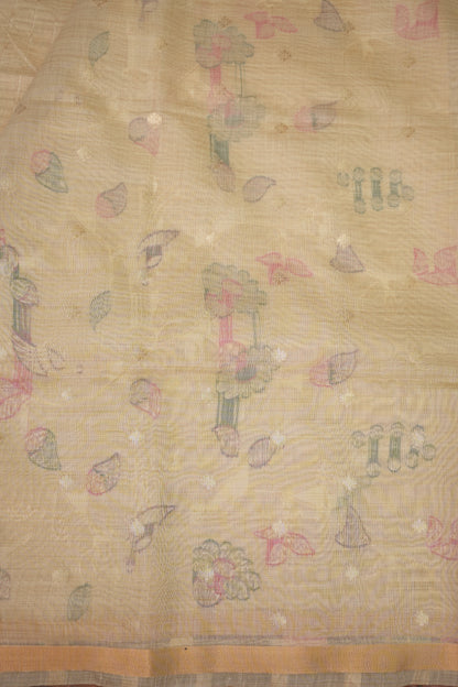 Khaddi Cotton Saree with Paithani-Inspired Border – Ivory