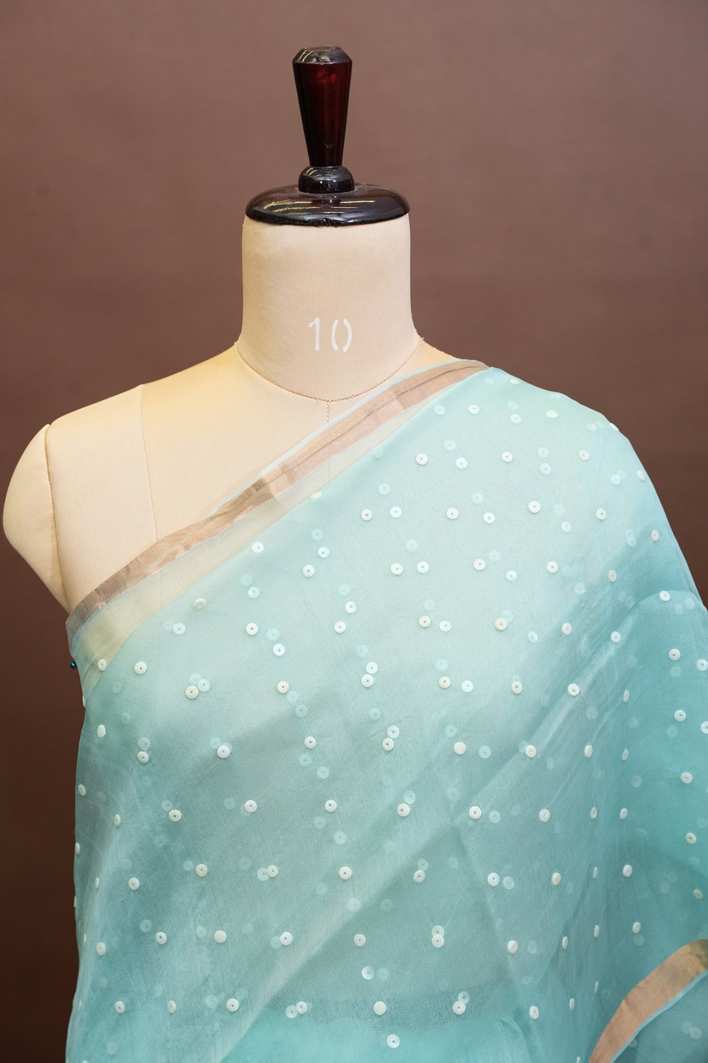 Aqua Blue Pure Muslin Matka Silk Saree|Silk Mark Certified