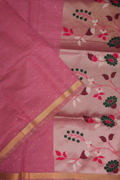 Khaddi Cotton Saree with Paithani-Inspired Border – Pink