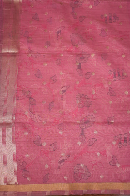 Khaddi Cotton Saree with Paithani-Inspired Border – Pink