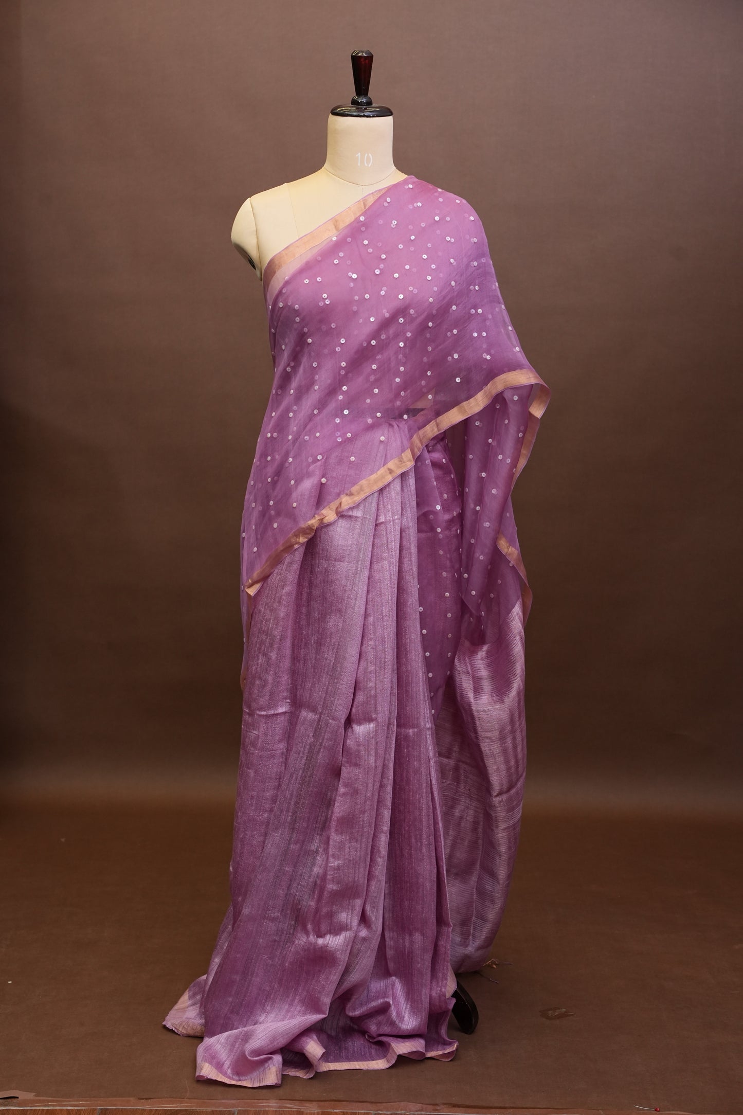 Mauve Pink Pure Muslin Pure Silk Saree|Silk Mark Certified