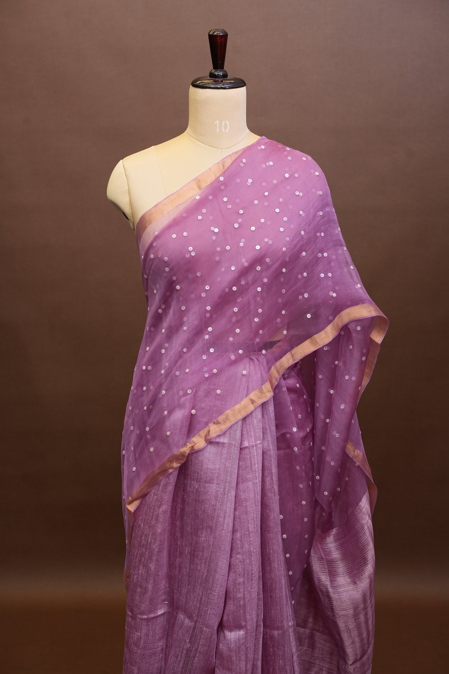 Mauve Pink Pure Muslin Pure Silk Saree|Silk Mark Certified