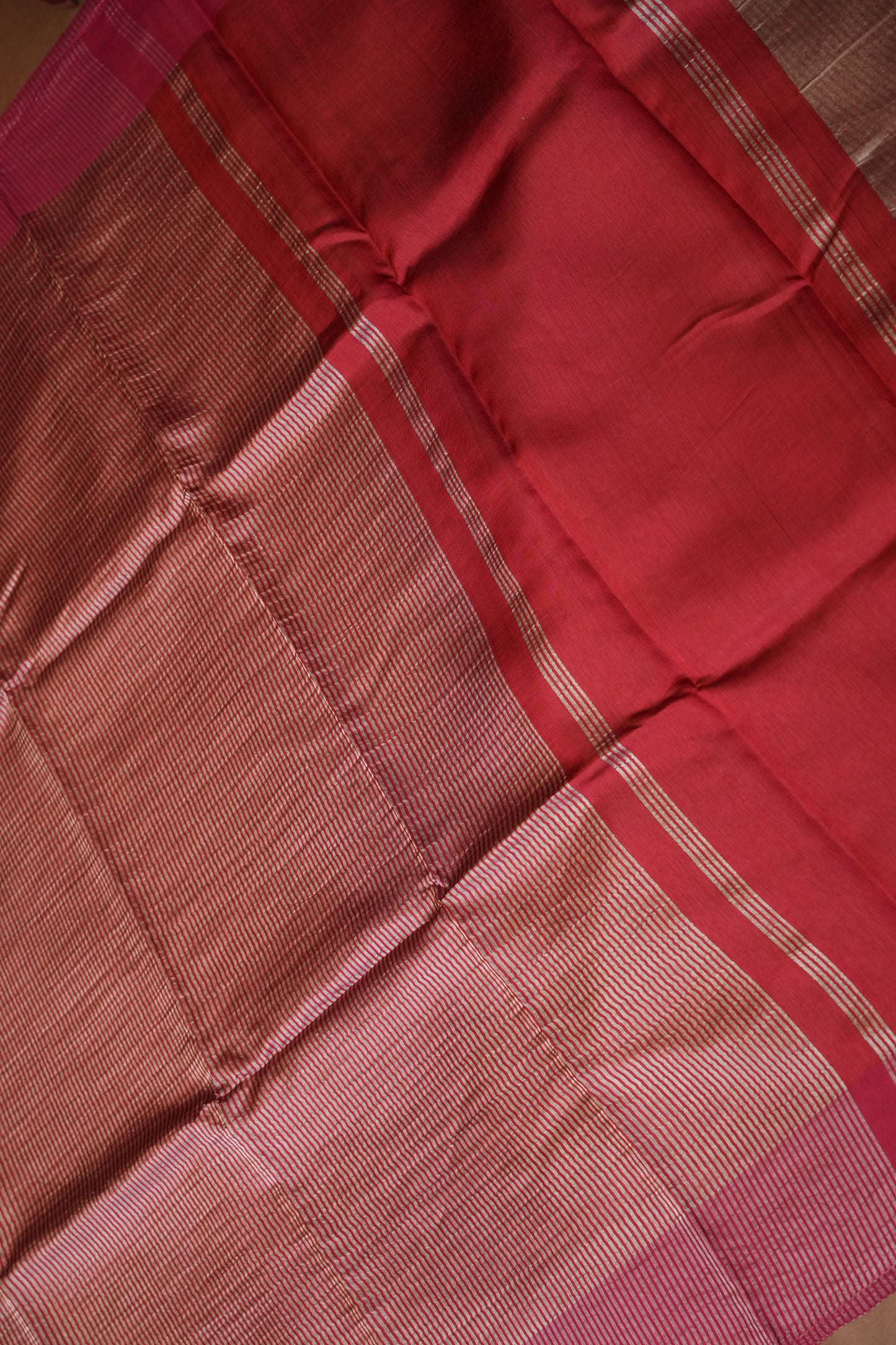 Pure Chanderi Silk Tissue Saree - Deep Red