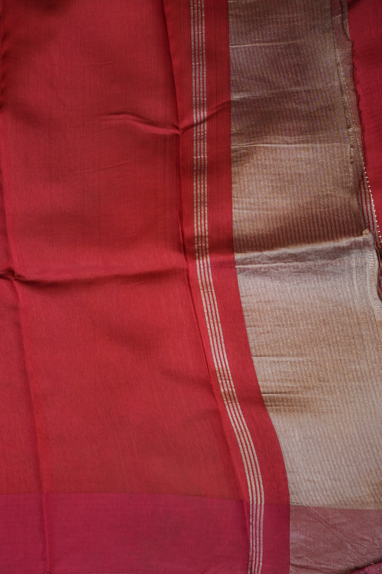 Pure Chanderi Silk Tissue Saree - Deep Red