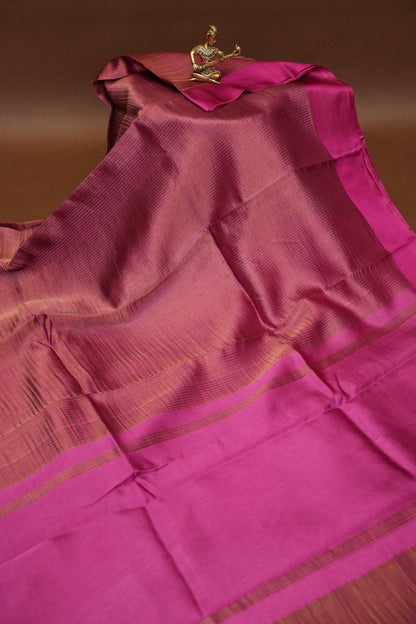 Pure Chanderi Silk Tissue Saree - Hot Pink