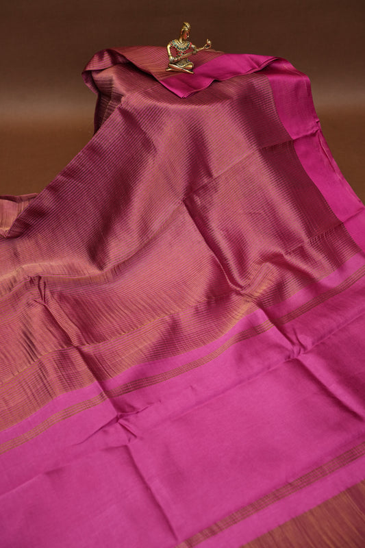 Pure Chanderi Silk Tissue Saree - Hot Pink