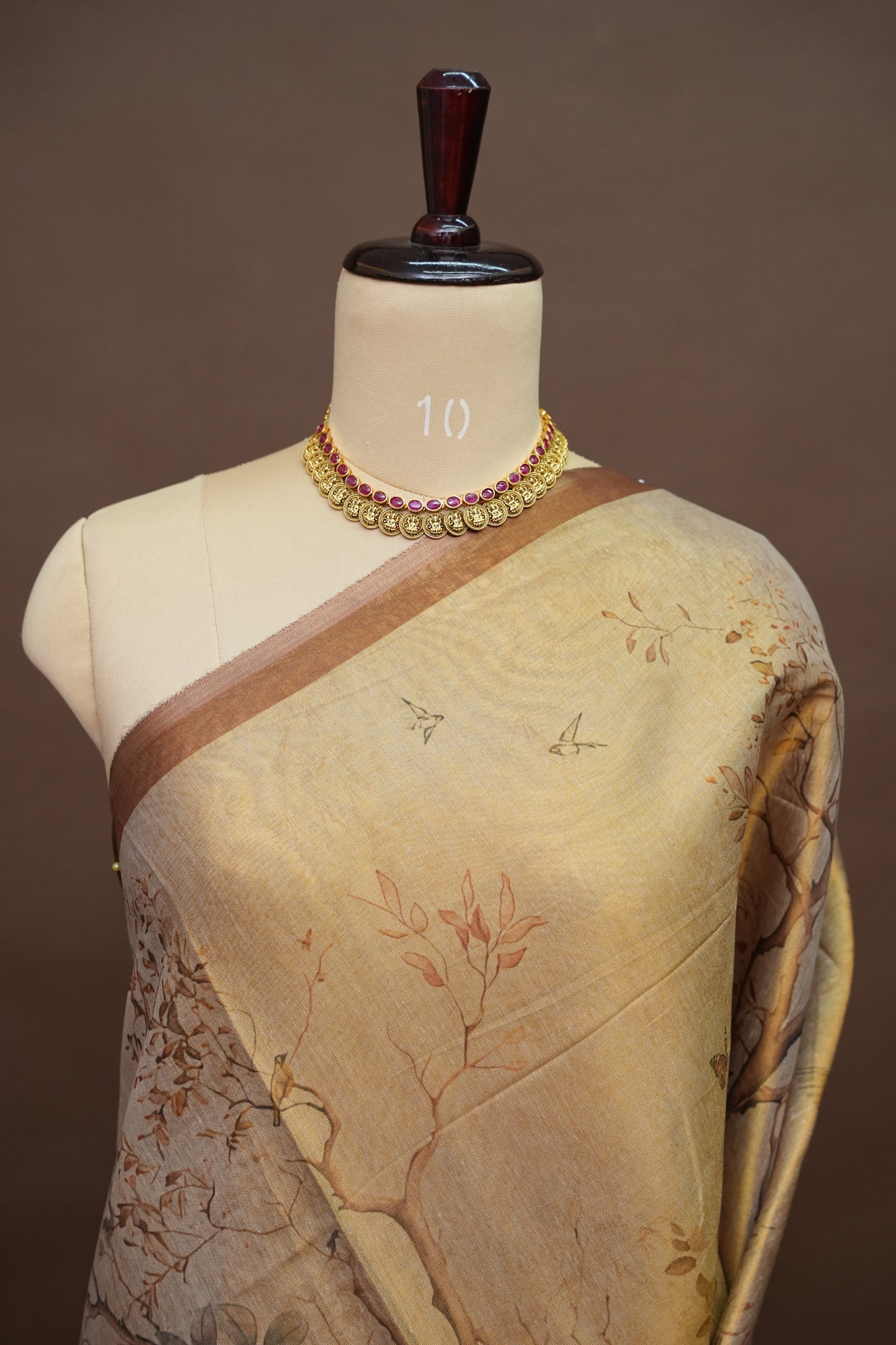 Digital Printed Tissue Raw Silk Saree with Enchanted Lotus Garden