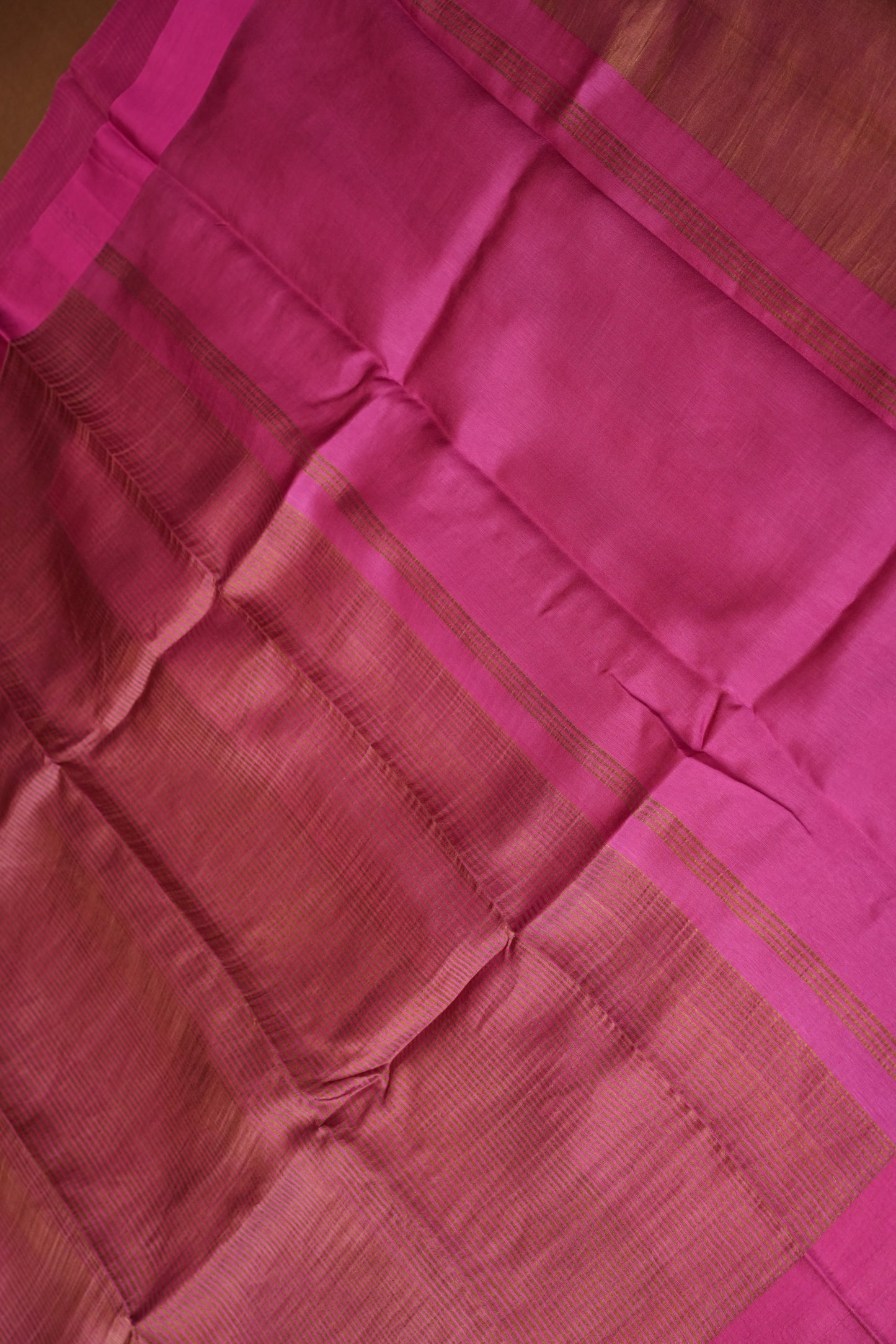 Pure Chanderi Silk Tissue Saree - Hot Pink