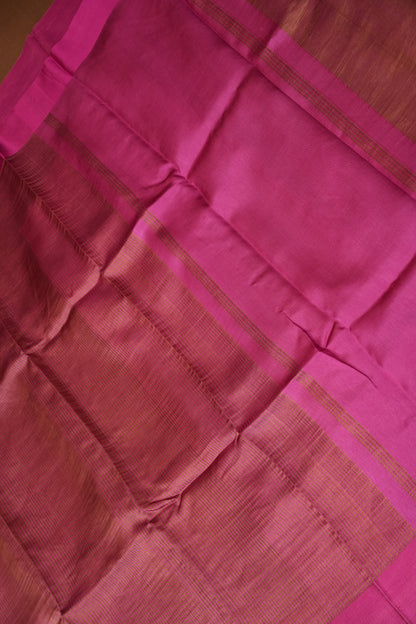 Pure Chanderi Silk Tissue Saree - Hot Pink