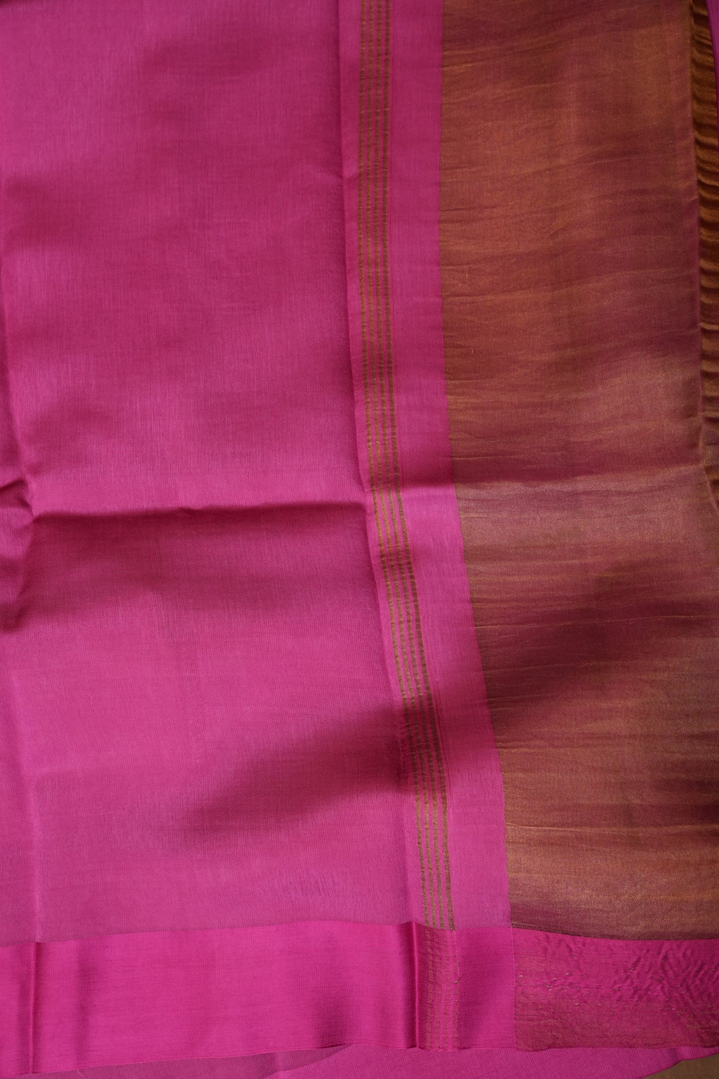 Pure Chanderi Silk Tissue Saree - Hot Pink
