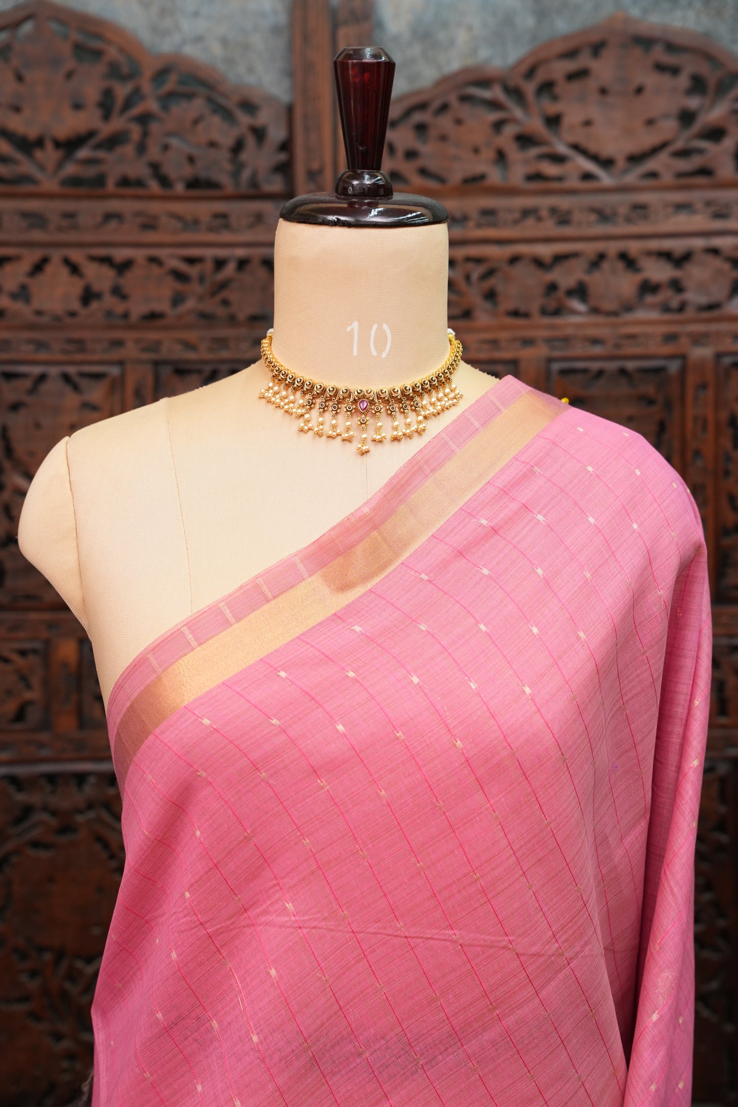 Khaddi Cotton Saree with Paithani-Inspired Border – Pink