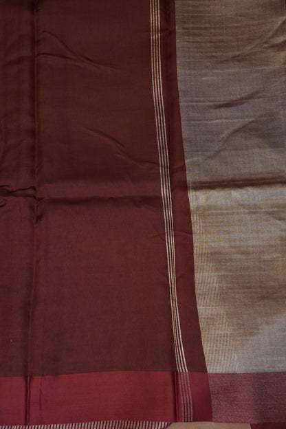 Pure Chanderi Silk Tissue Saree - Maroon