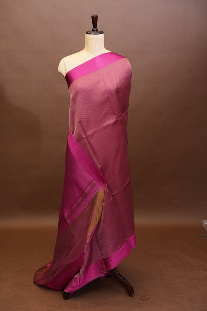 Pure Chanderi Silk Tissue Saree - Hot Pink