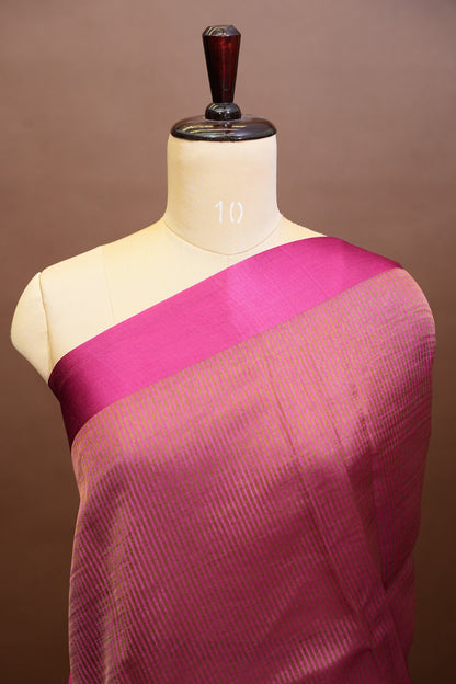 Pure Chanderi Silk Tissue Saree - Hot Pink