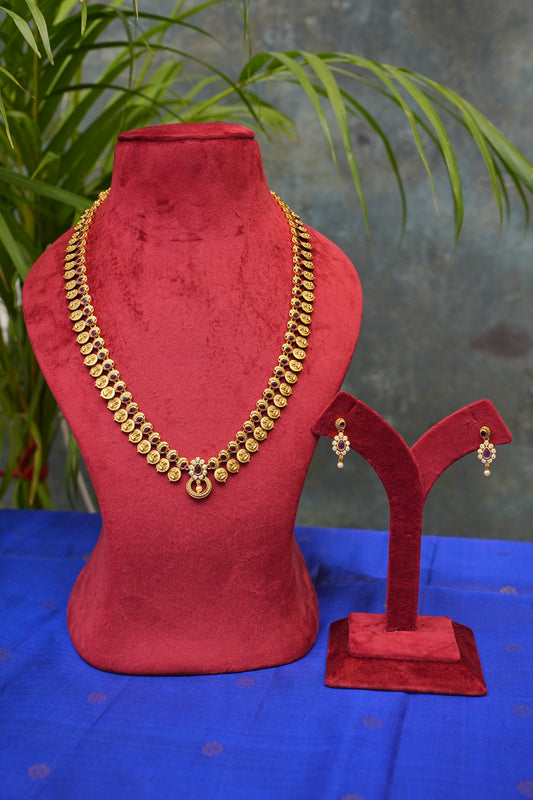 Antique Gold-Plated Temple Medium Length Necklace Set