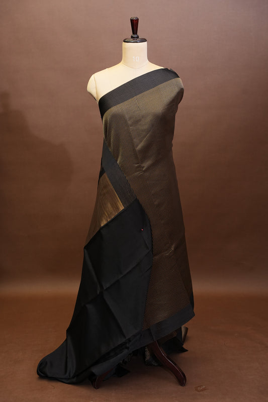 Pure Chanderi Silk Tissue Saree - Black