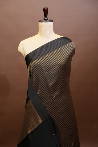 Pure Chanderi Silk Tissue Saree - Black