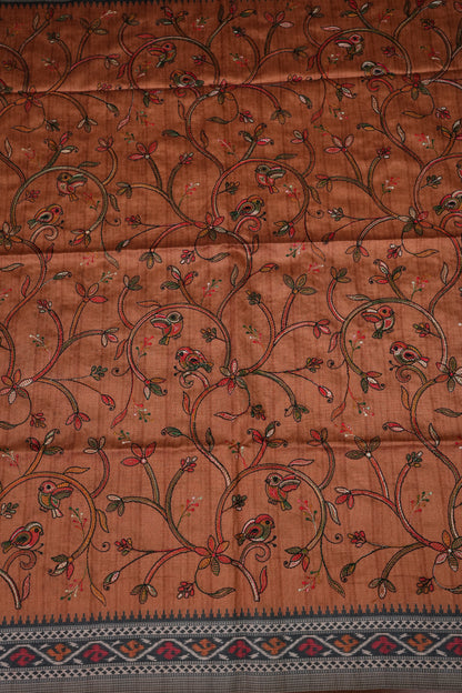 Semi Raw Silk Saree with Embroidered Body & Patola Styled Borders – Rust Orange