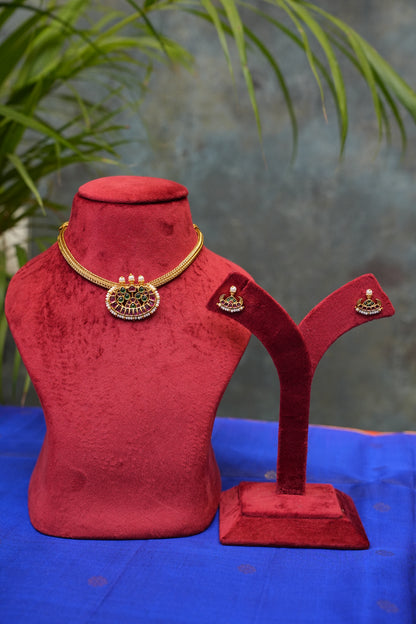 Antique Gold-Plated Temple Choker Necklace Choker Set