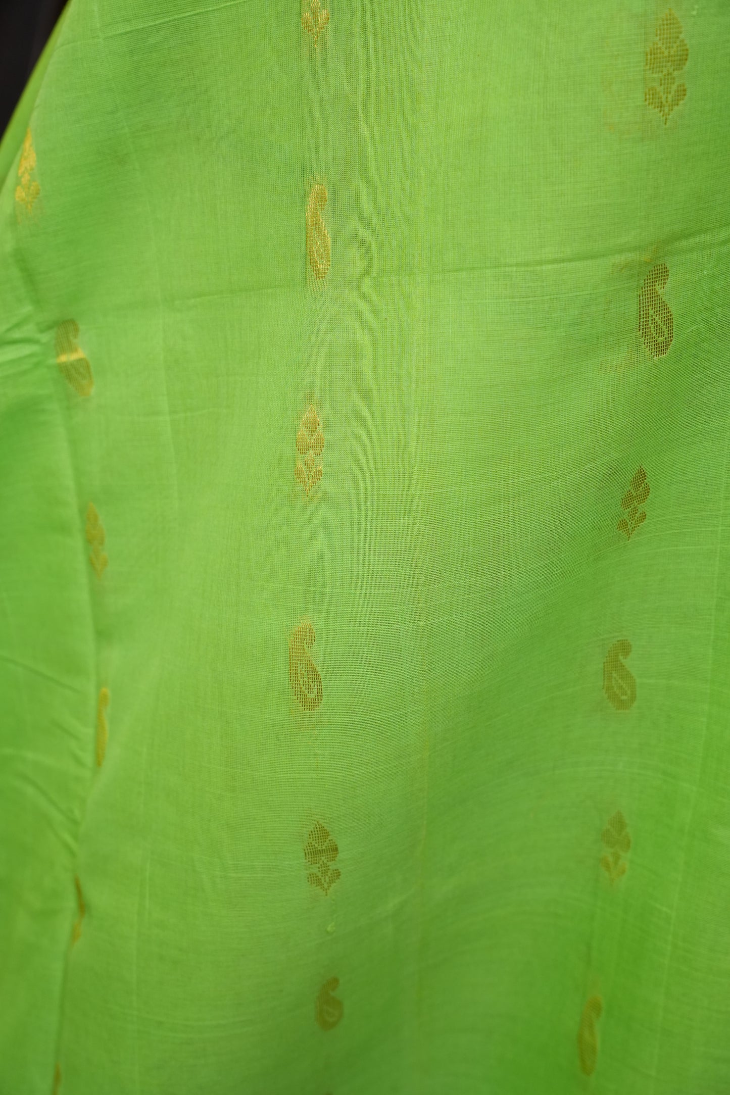 Gadwal Cotton Saree - Parrot Green & Orange