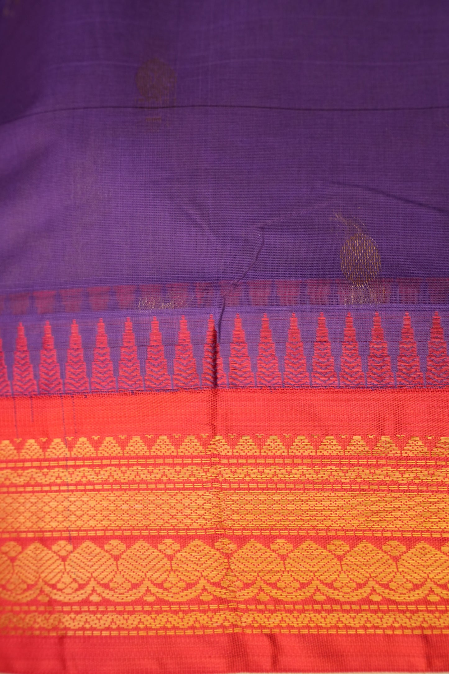Gadwal Cotton Saree - Purple & Red