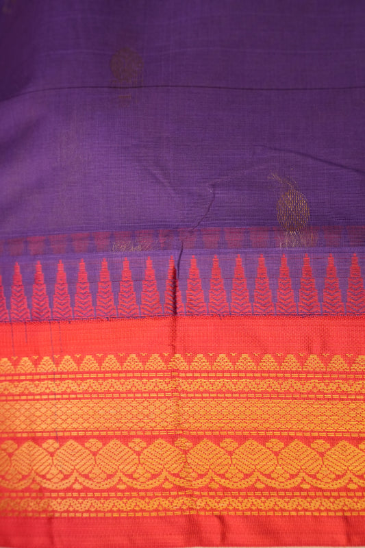 Gadwal Cotton Saree - Purple & Red