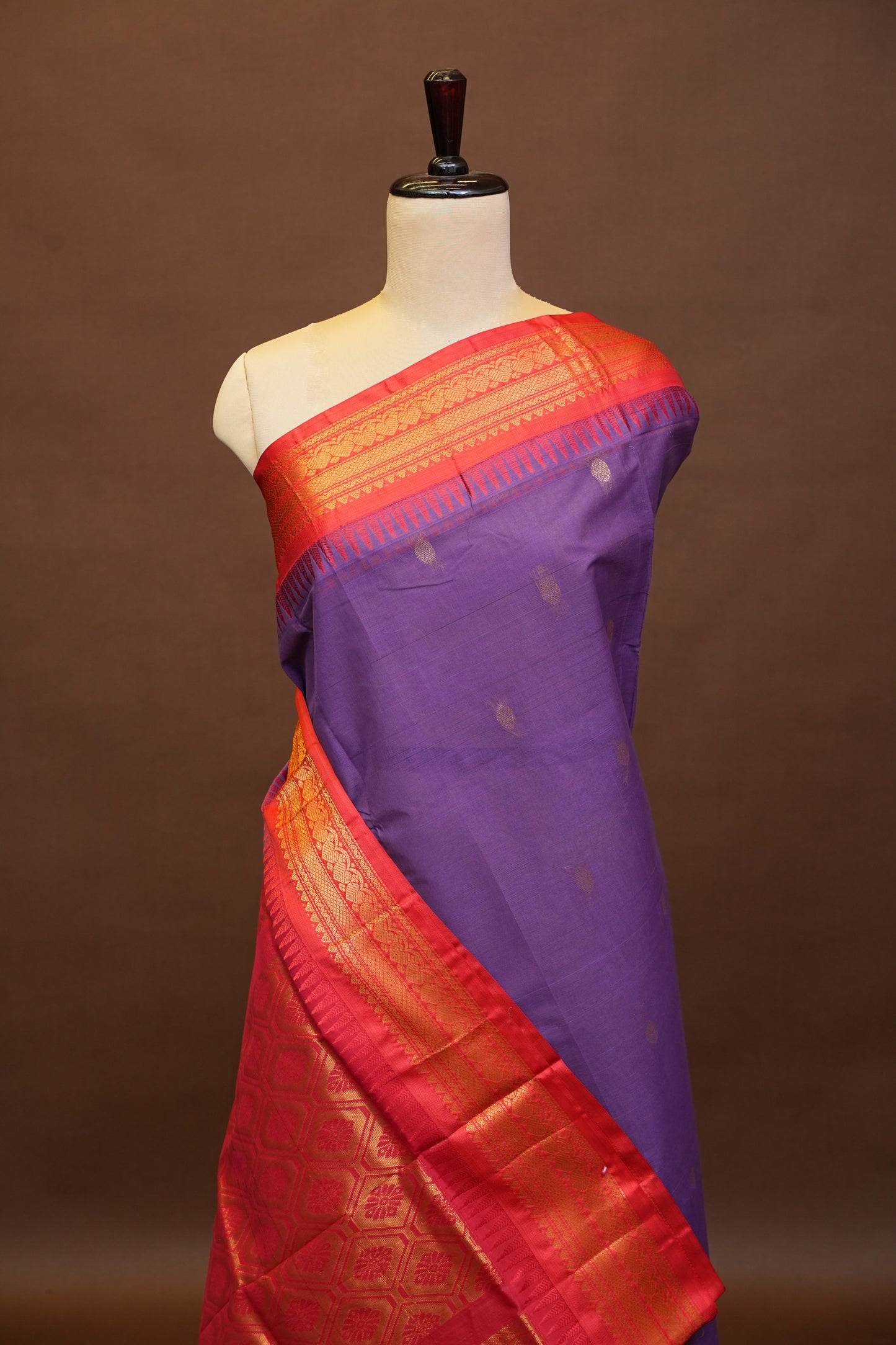 Gadwal Cotton Saree - Purple & Red
