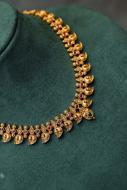 Antique Gold-Plated Temple Necklace Choker Set