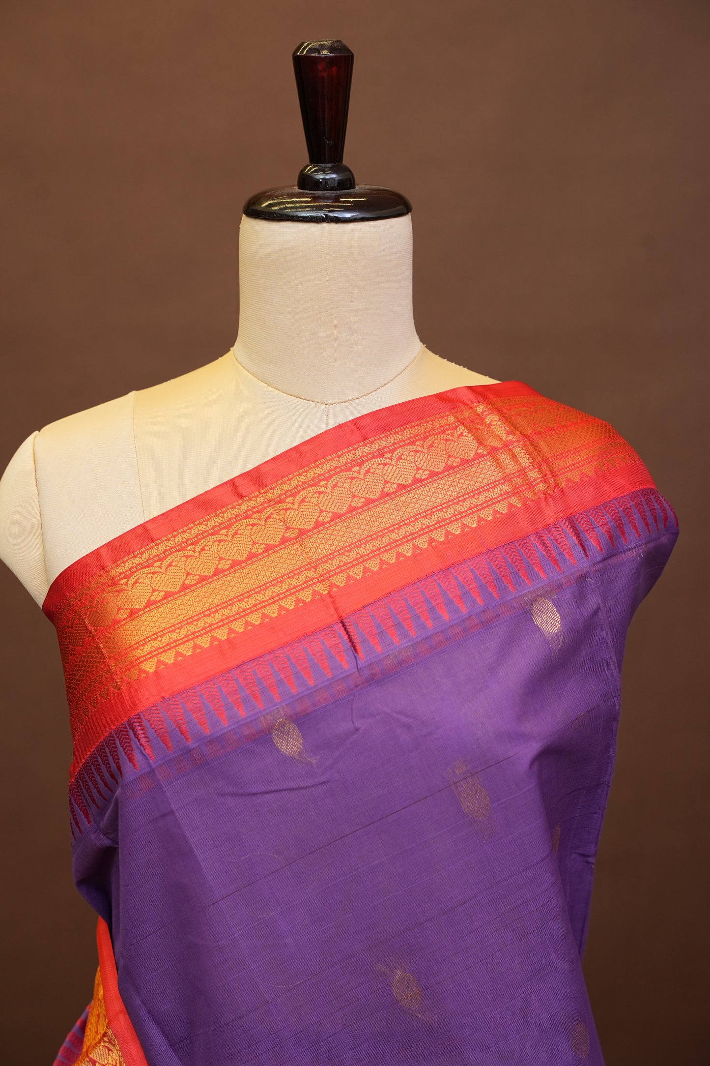 Gadwal Cotton Saree - Purple & Red