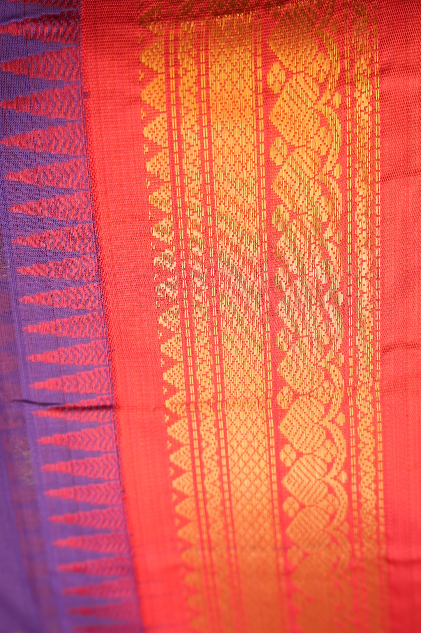 Gadwal Cotton Saree - Purple & Red