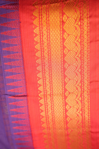 Gadwal Cotton Saree - Purple & Red