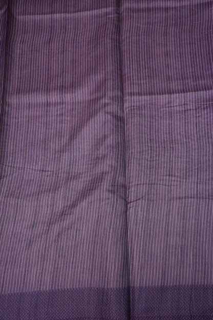 Semi Raw Silk Saree with Embroidered Body & Temple Borders – Beige & Lavender Purple