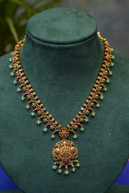 Antique Gold-Plated Temple Necklace Set