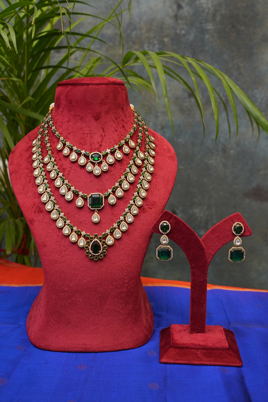 Celebrity Statement Victorian Emerald Layered Jewellery Set