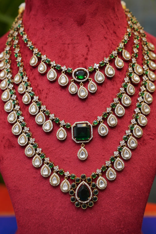 Celebrity Statement Victorian Emerald Layered Jewellery Set