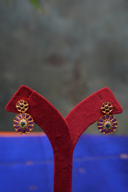 Antique Gold-Plated Two-Layered Ruby Haaram Jewellery Set