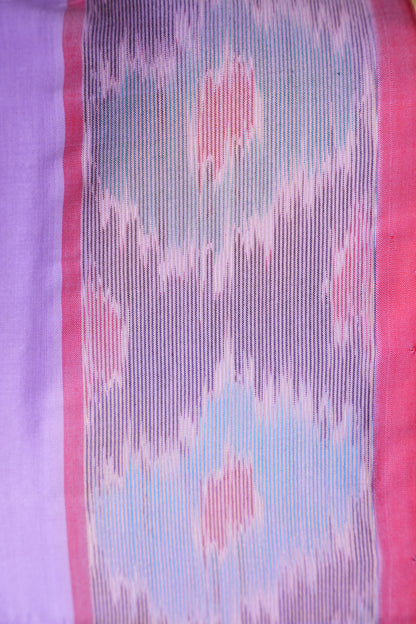 Ikkat Cotton Silk Saree - Lavender and Pink