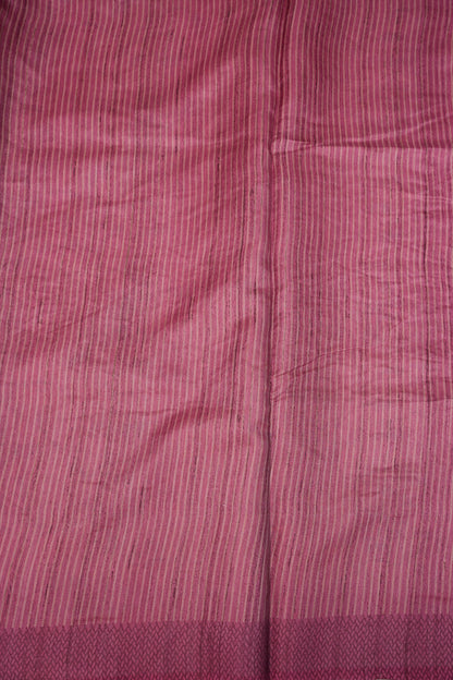 Semi Raw Silk Saree with Embroidered Body & Temple Border – Beige & Dusty Rose Pink